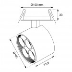 Foco empotrar LED Redondo Ø100mm WAS 24W UGR10